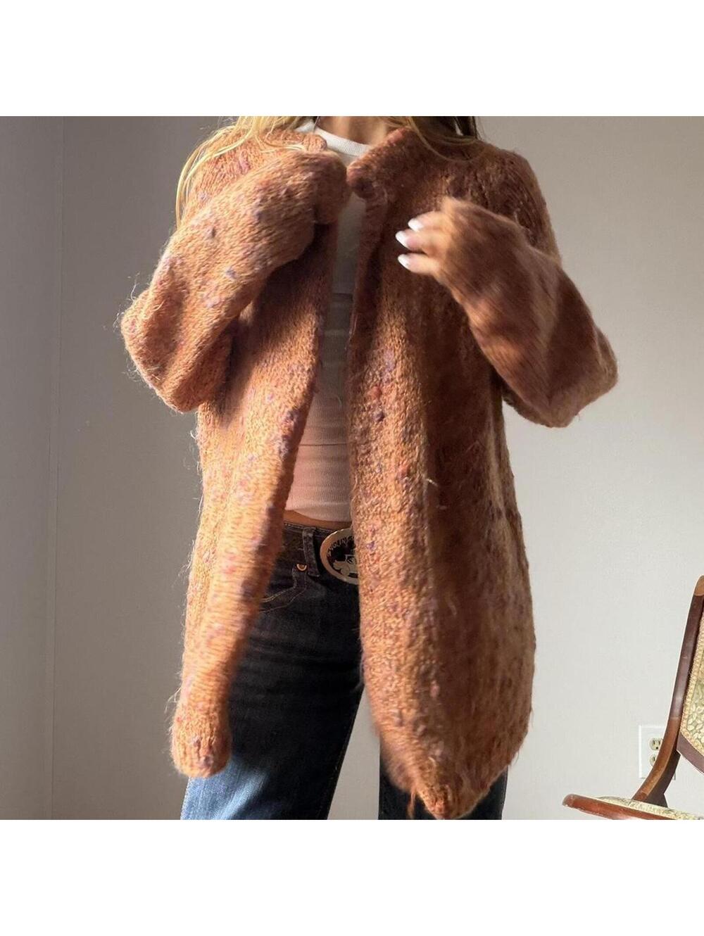 Orange with lilac wool sweater